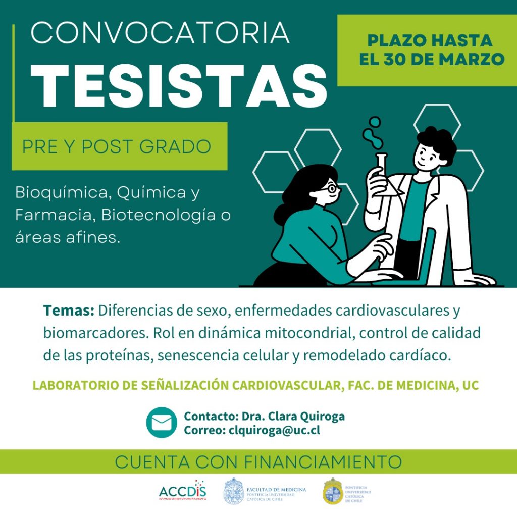 Convocatoria pre y postgrado tesista: bioquímica, química y farmacia, biotecnología o carreras afines - convocatoria…