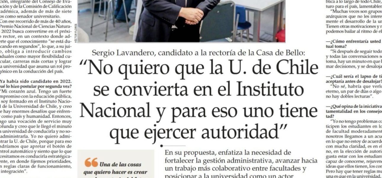 «No quiero que la U. de Chile se convierta en el Instituto Nacional y para eso uno tiene que ejercer autoridad»…