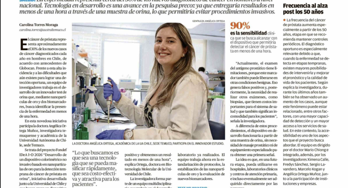 Investigadora temuquense participa en estudio para crear innovador test rápido que detecta el cáncer de próstata…