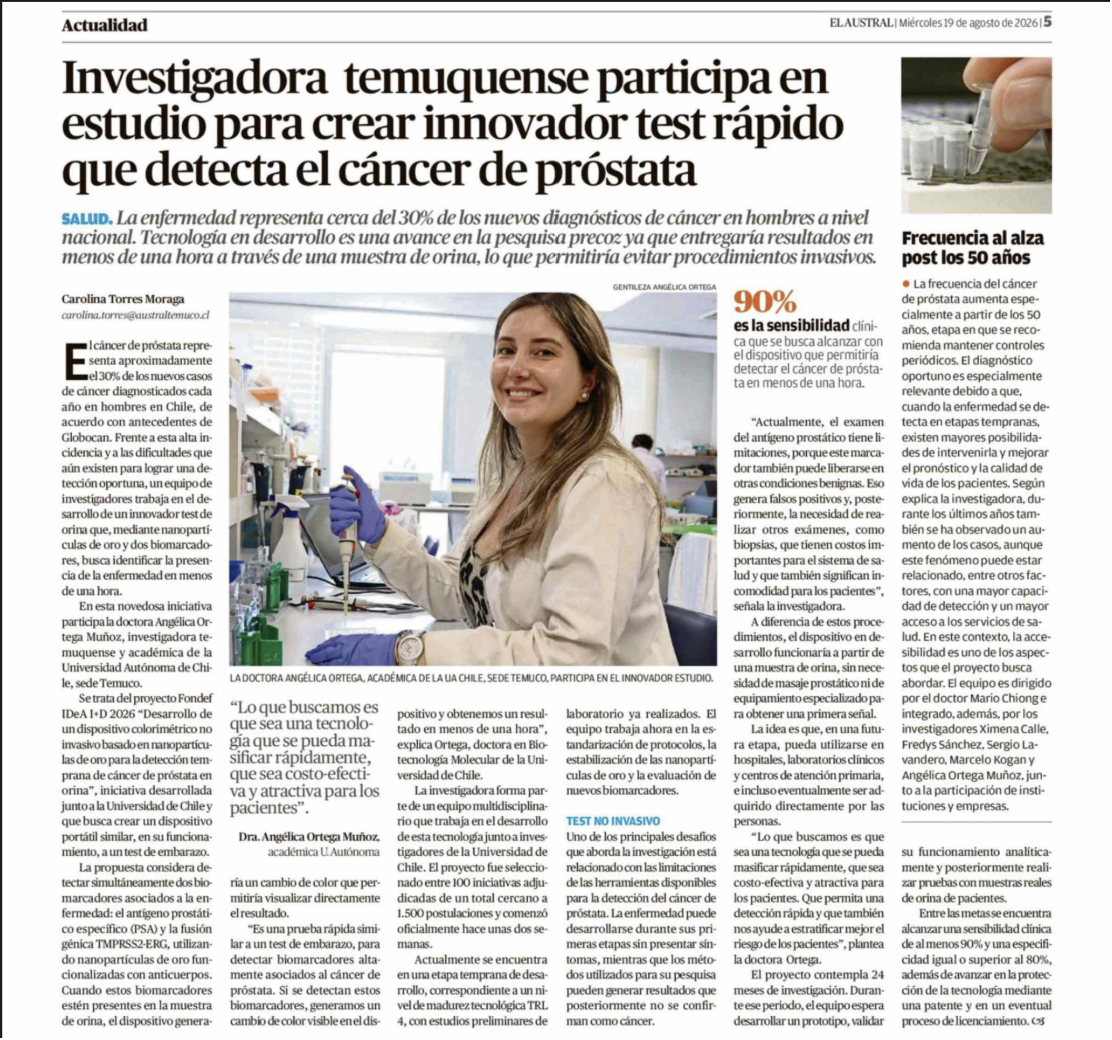 Investigadora temuquense participa en estudio para crear innovador test rápido que detecta el cáncer de próstata…